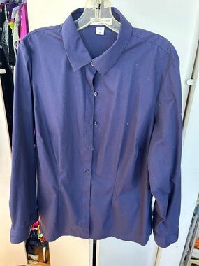 Coldwater Creek Blue Long-Sleeve Button-Up Shirt